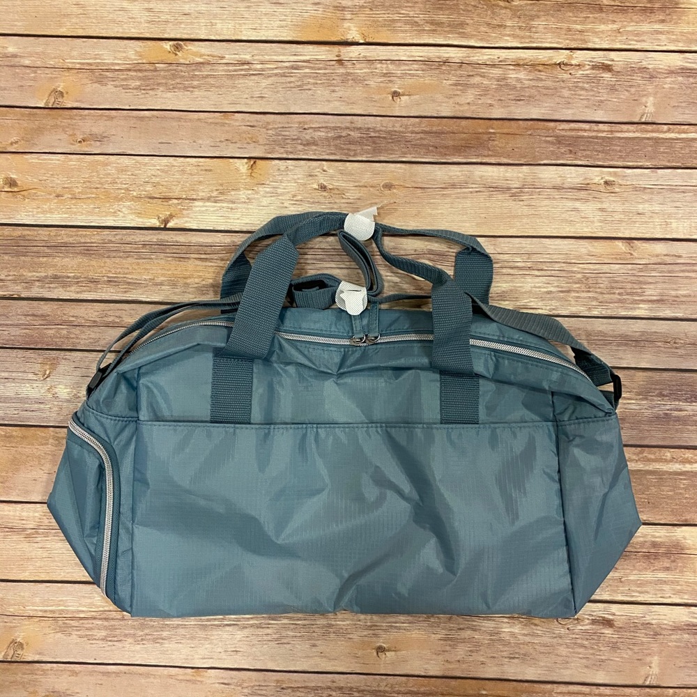 Blue duffel bag